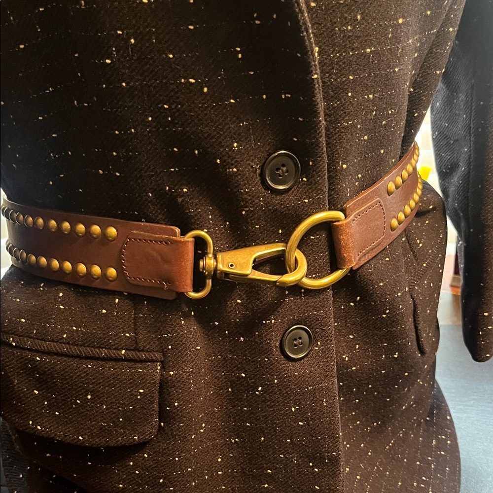 Banana Republic Brown Leather Studded Clip-Buckle Waist Bag Belt